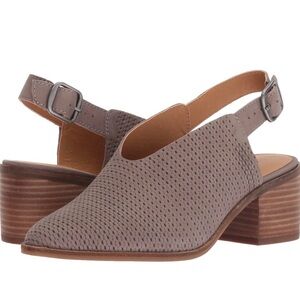 Lucky Brand Lideton Women's Taupe Slingback Block Heel Shoes size 8.5